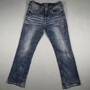Salvage Mayhem Jeans Mens 30R 32L Regular Bootcut Distressed Heavy Stitch